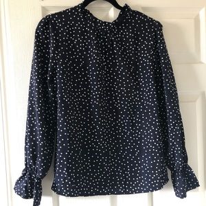 NWOT Shein - Navy Blue Polka Dot Blouse